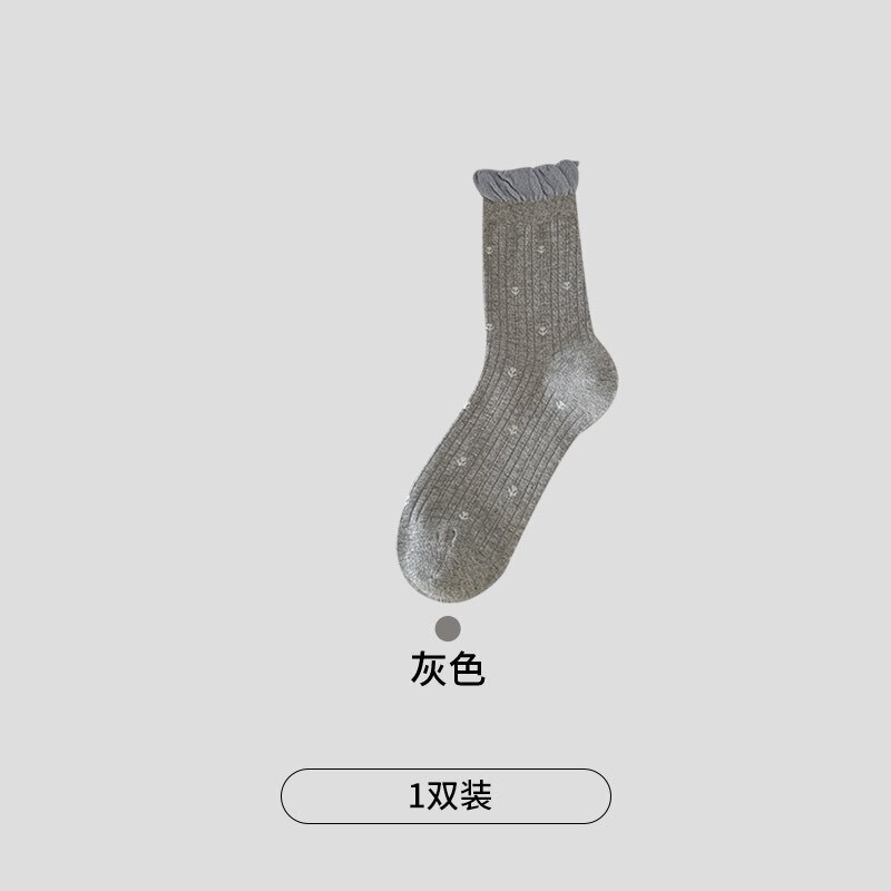 远润家新款蓝灰色系中筒女袜子秋冬小清新简约百搭ins风棉袜|undefined