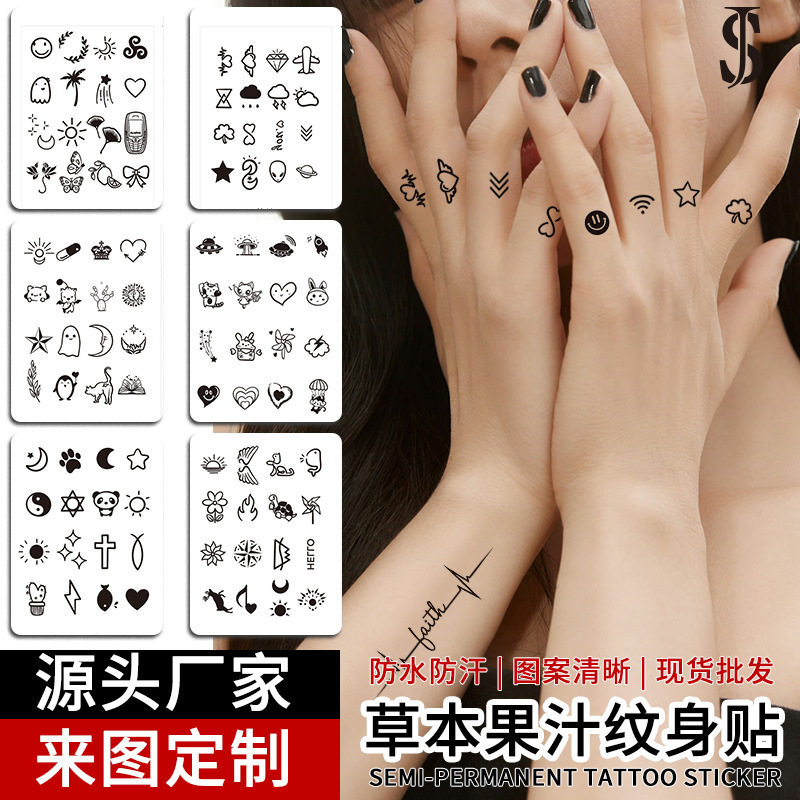 Small Picture Juice Semi-Permanent Finger Tattoo Sticker Butterfly Herbal Tattoo Sticker Waterproof Female Long-Lasting Semi-Permanent Cute Small Picture Juice Semi-Permanent Finger Tattoo Sticker Butterfly Herbal Tattoo Sticker Waterproof Female Long-Lasting Semi-Permanent Cute