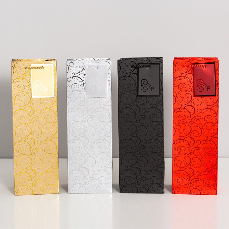 现货烫金红酒纸袋葡萄酒包装袋香槟酒打包袋红酒礼品袋酒类手拎袋