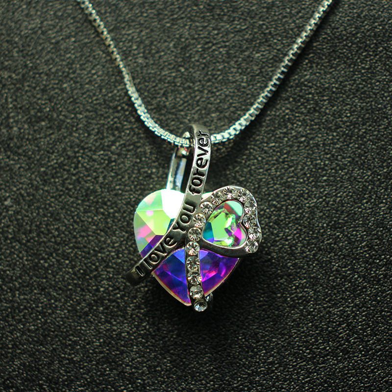 Fashion Heart Shape Alloy Inlay Rhinestones Womenu0027S Pendant Necklace 1 Piece