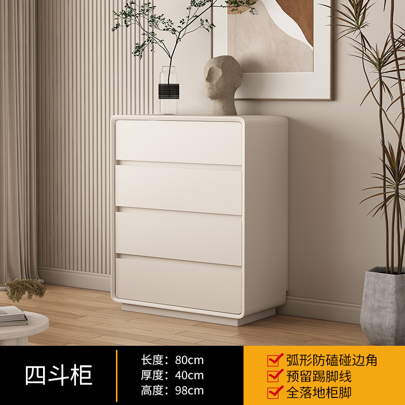 無垢材チェスト クリームスタイル ベッドルーム ベッドサイドキャビネット 大容量 リビングルーム 壁掛け シンプル モダン ホワイト チェスト 収納キャビネット|undefined