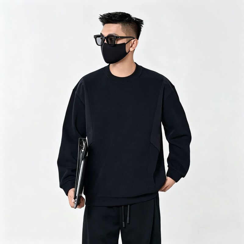 Men's niche trendy fashion, stylish, versatile, comfortable, hidden pocket design, patchwork long-sleeve T-shirt/sweatshirt Men's niche trendy fashion, stylish, versatile, comfortable, hidden pocket design, patchwork long-sleeve T-shirt/sweatshirt