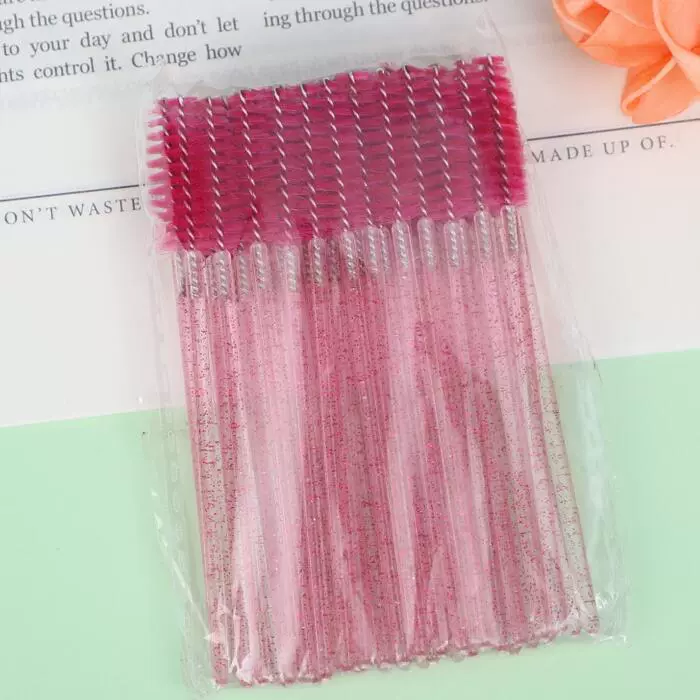 Eyelash Spoolie Brushes, Disposable Lash Brushes, Assorted Colors, Pack (50 pcs)