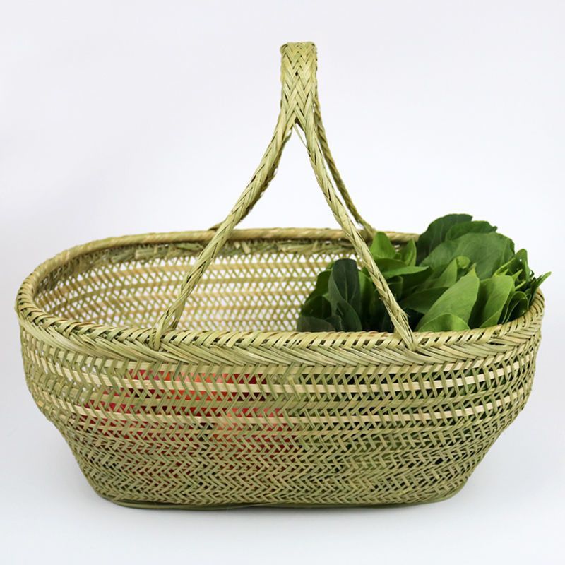 家用手工农村买菜篮子厨房大号车载长圆手提篮鸡蛋水果洗菜收纳筐