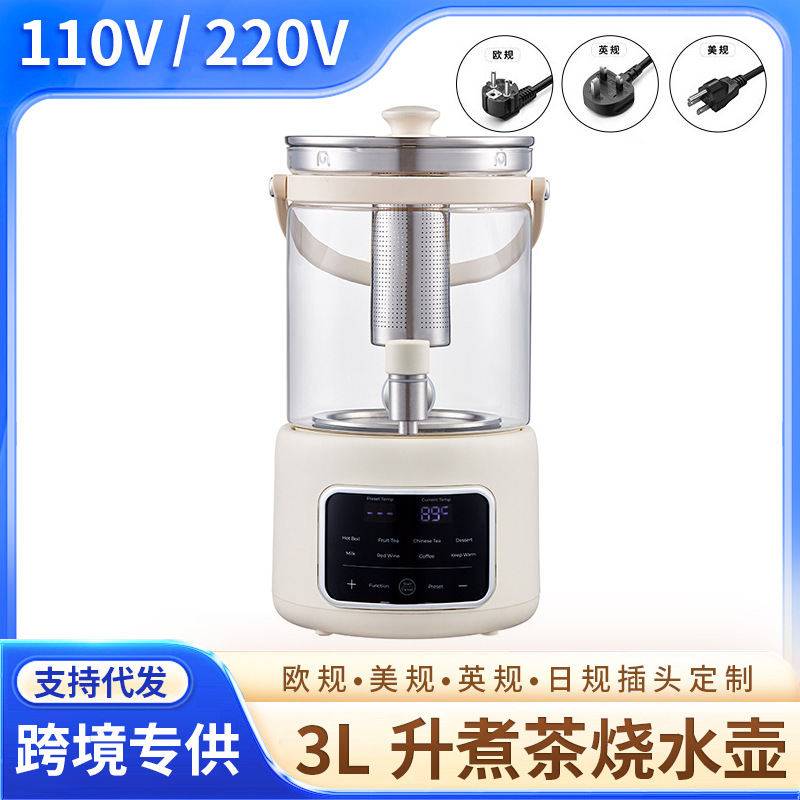 110V220V American, British and European Health Pot Household 3L Electric Water Kettle Tea Maker with Faucet Flower Tea Bucket