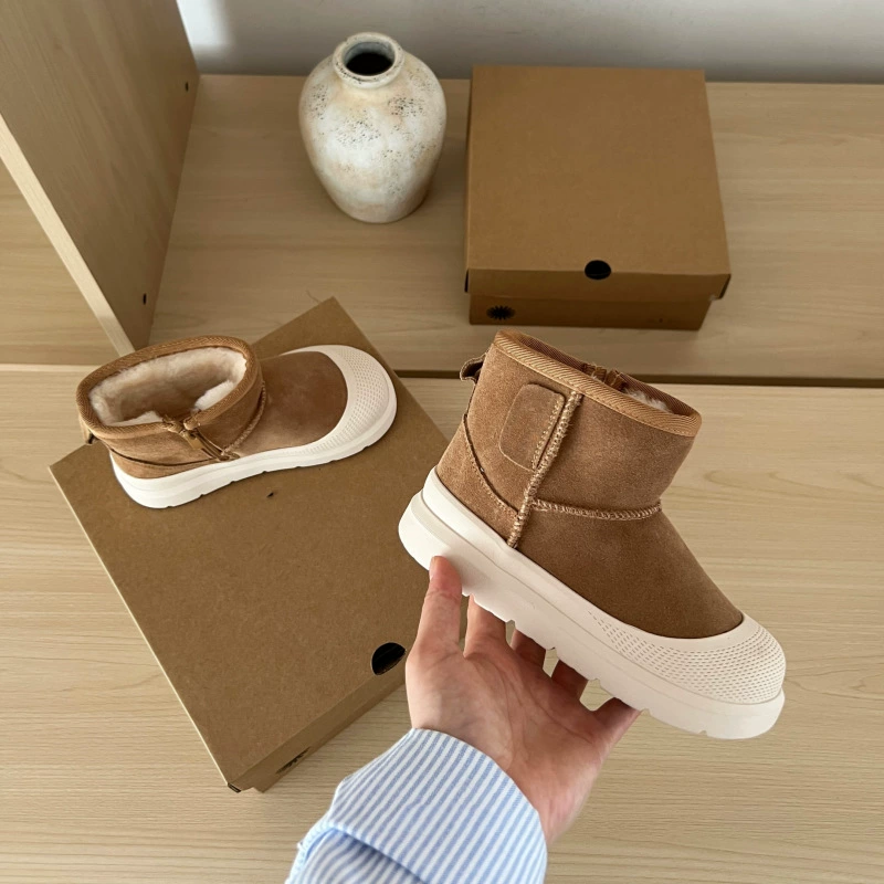 Winter children's high leather small boots platform with zipper