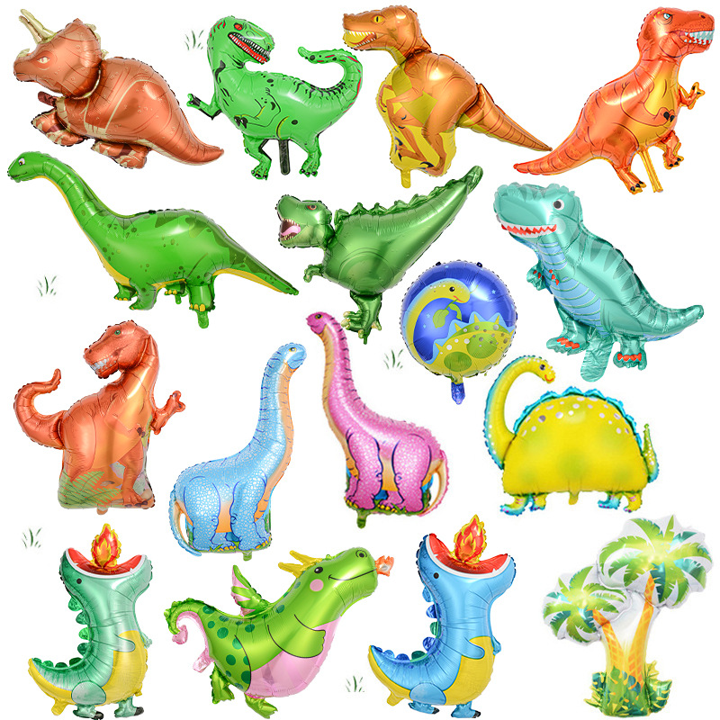 Globos de aluminio con diseño de animales de dibujos animados con temática de dinosaurios para decoraciones de fiestas de cumpleaños infantiles image 3