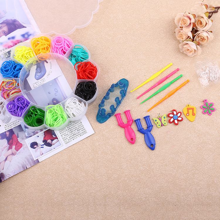 彩虹编织机女孩DIY手工制作皮筋编织套装橡皮筋手链 儿童益智玩具