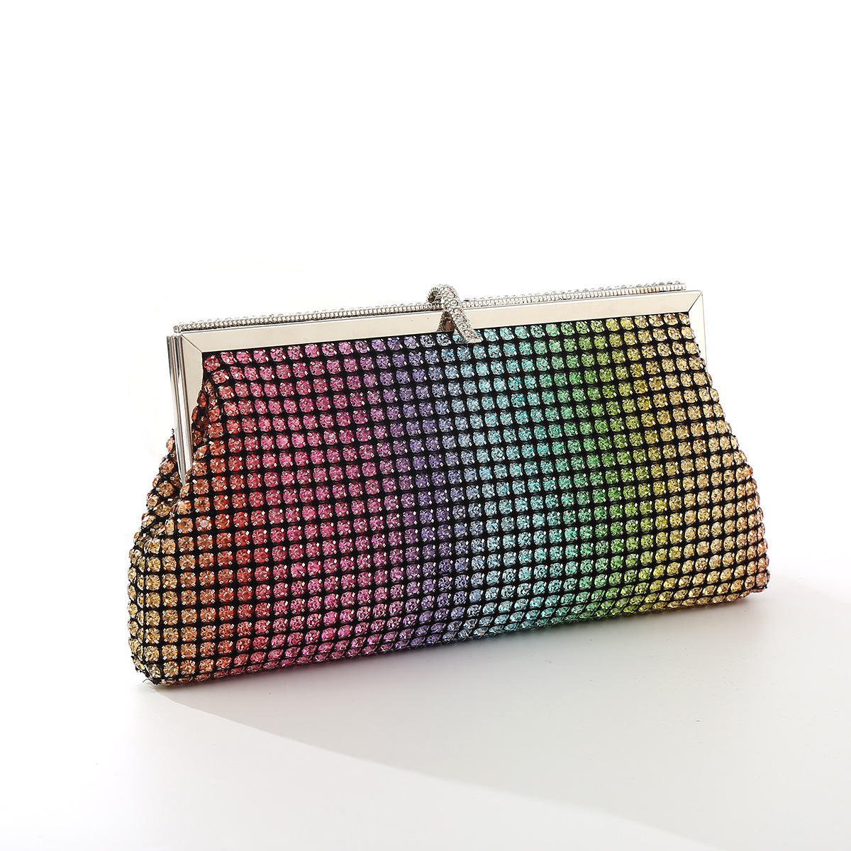 New High-End Diamond-Encrusted Clutch Bag DW Rhinestone Evening Bag Luxury Socialite Colorful Women's Banquet Bag - Thumbnail 2