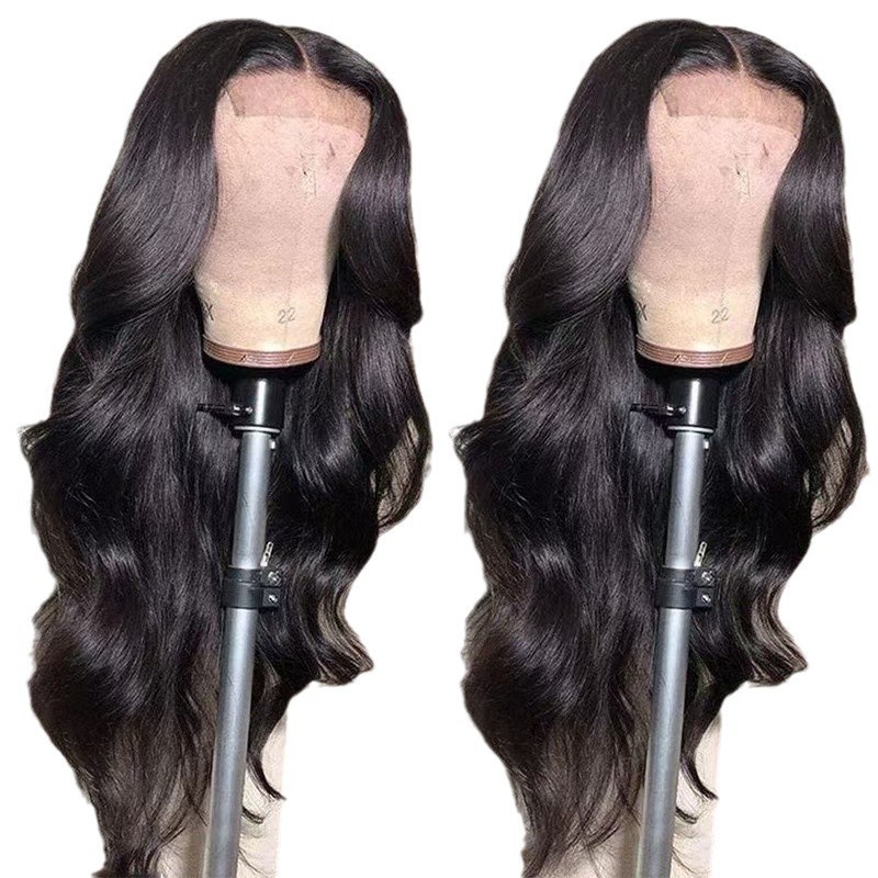 Hochtemperatur-Seidenperücke, lang, lockig, europäisch-amerikanischer Stil, Front Lace, große Wellen, synthetisches Kopfteil, durchschnittliche Größe_voghion.com