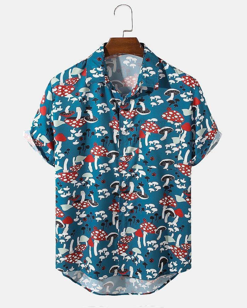 Estación independiente transfronteriza verano nueva camisa impresa digital para hombres tendencia de moda top hawaiano de solapa de manga corta