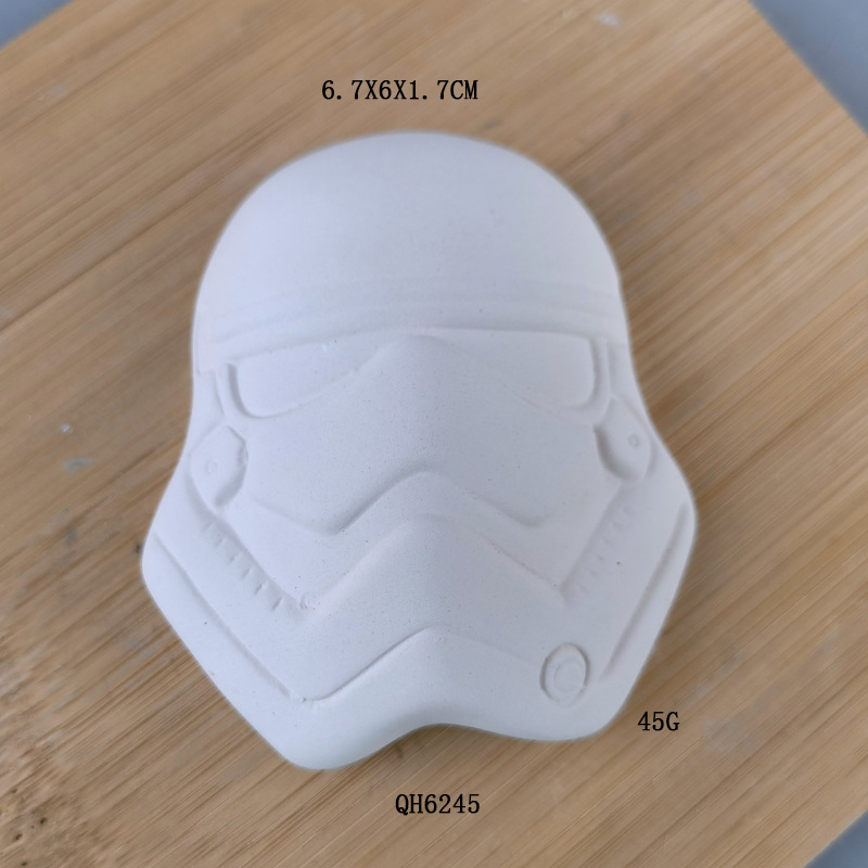 Pintado a mano cerámica creativa bricolaje blanco samurai imán decoración cafetería artesanía de cerámica decoración del hogar personalizada