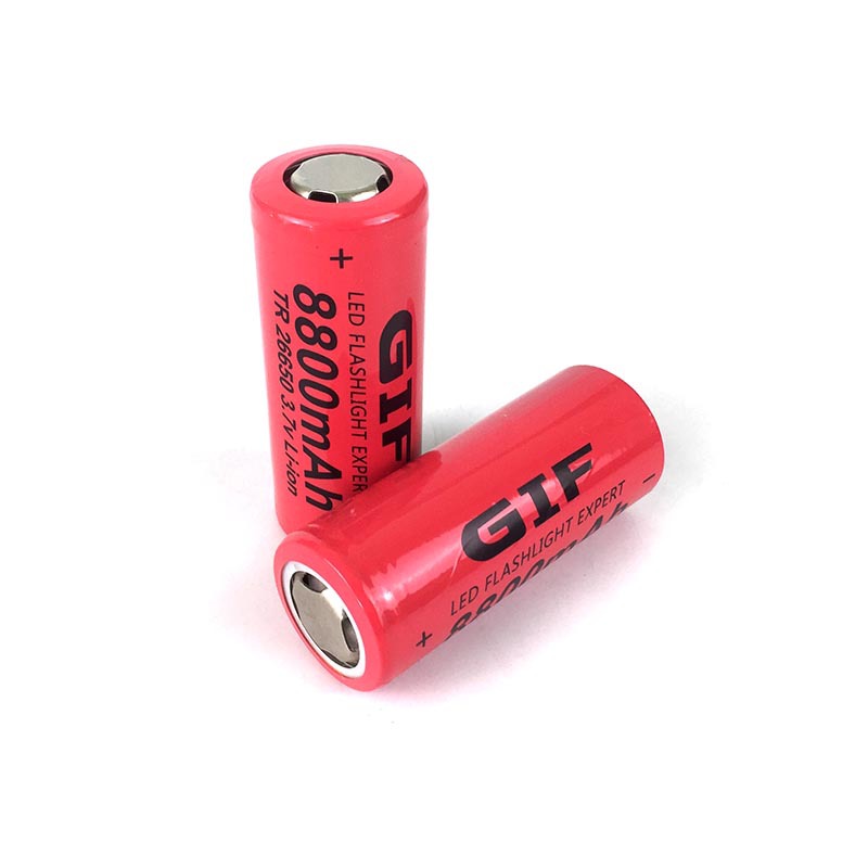 GIF红色8800mah 高容量26650锂电池动力适用头灯强光手电筒电池