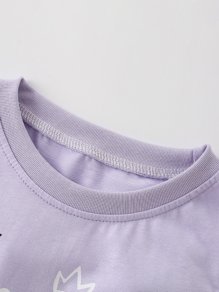Malwee niñas de manga corta de verano nuevo estilo europeo y americano de niños de media edad camiseta de cuello redondo casual camiseta de niña pequeña camiseta