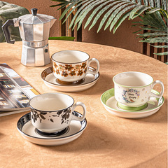 レトロなコーヒーカップ＆ソーサーセット、マグカップ、朝食カップ、アフタヌーンティーカップ、ラテカップ、お土産、軽贅沢セット