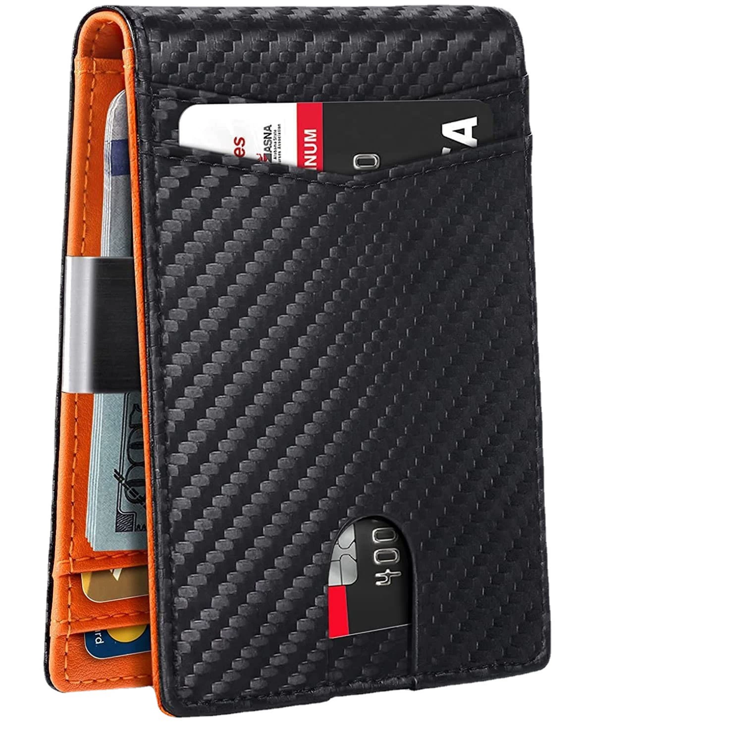 Card holder, gold clip, Amazon, genuine leather, anti-theft