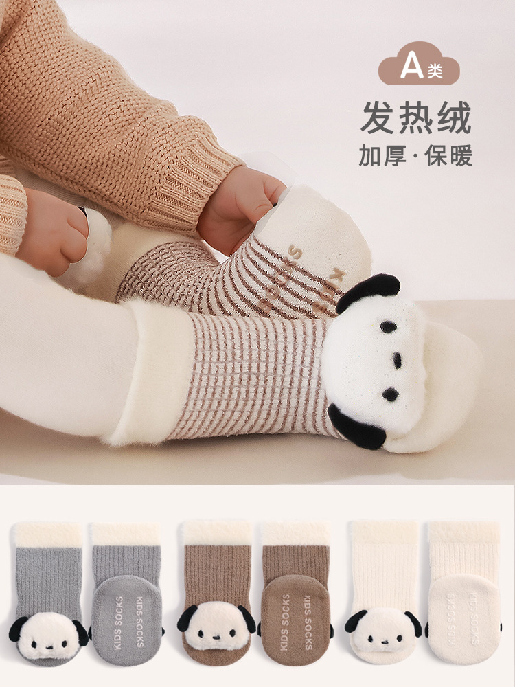 2024 nuevos productos de invierno calcetines para bebés recién nacidos gruesos y cálidos calcetines de muñeca de dibujos animados calcetines para niños pequeños antideslizantes para bebés