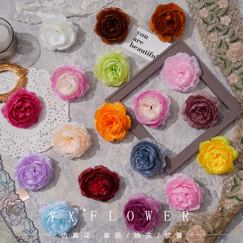 造花牡丹の花頭、DIY手作りヘアアクセサリー、卸売、結婚式のブートニア、小道具、フラワーアレンジメント、装飾、フラワーウォール|undefined