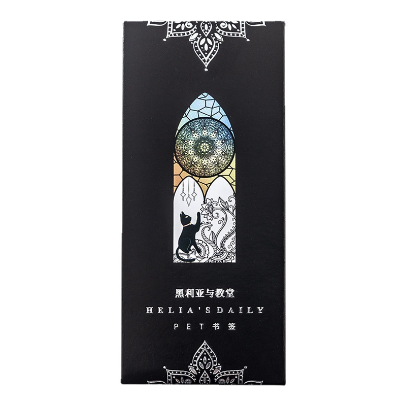 Helia serie diaria PET bookmark gato negro revista artística titular de libro creativo 6 Buen día