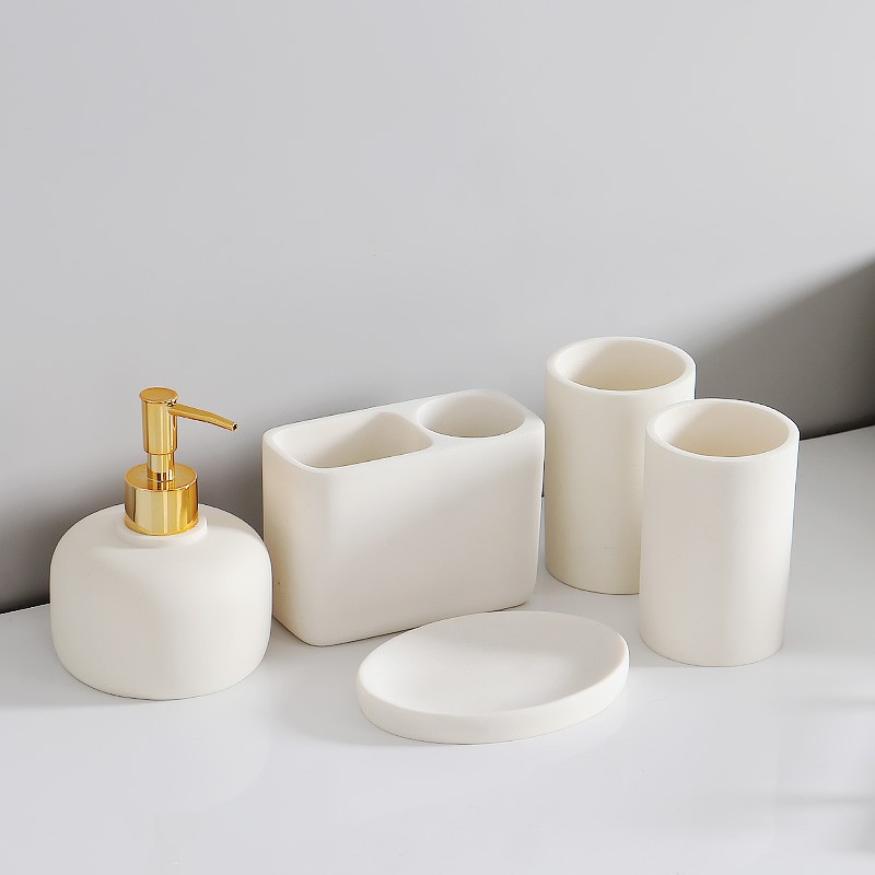 Juego de artículos de baño de cinco piezas, juego de vasos para cepillos de dientes, soporte para cepillos de dientes, lavabo de pared
