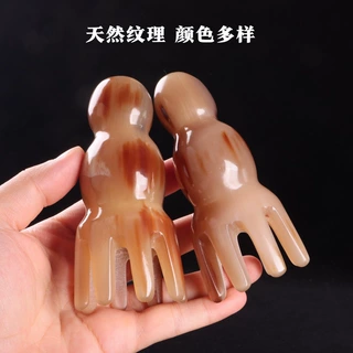 厂家批发牛角章鱼按摩梳白牦牛角梳新款牛角八爪鱼角尖梳牛角梳子