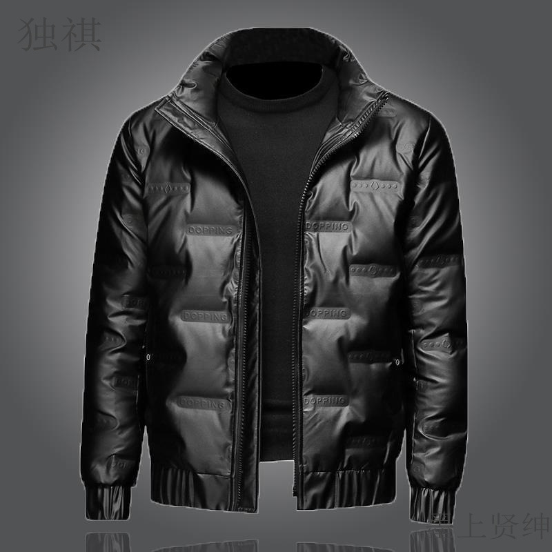Invierno engrosada abajo de algodón-acolchado chaqueta de moda de los hombres collar brillante abajo chaqueta caliente Chaqueta corta