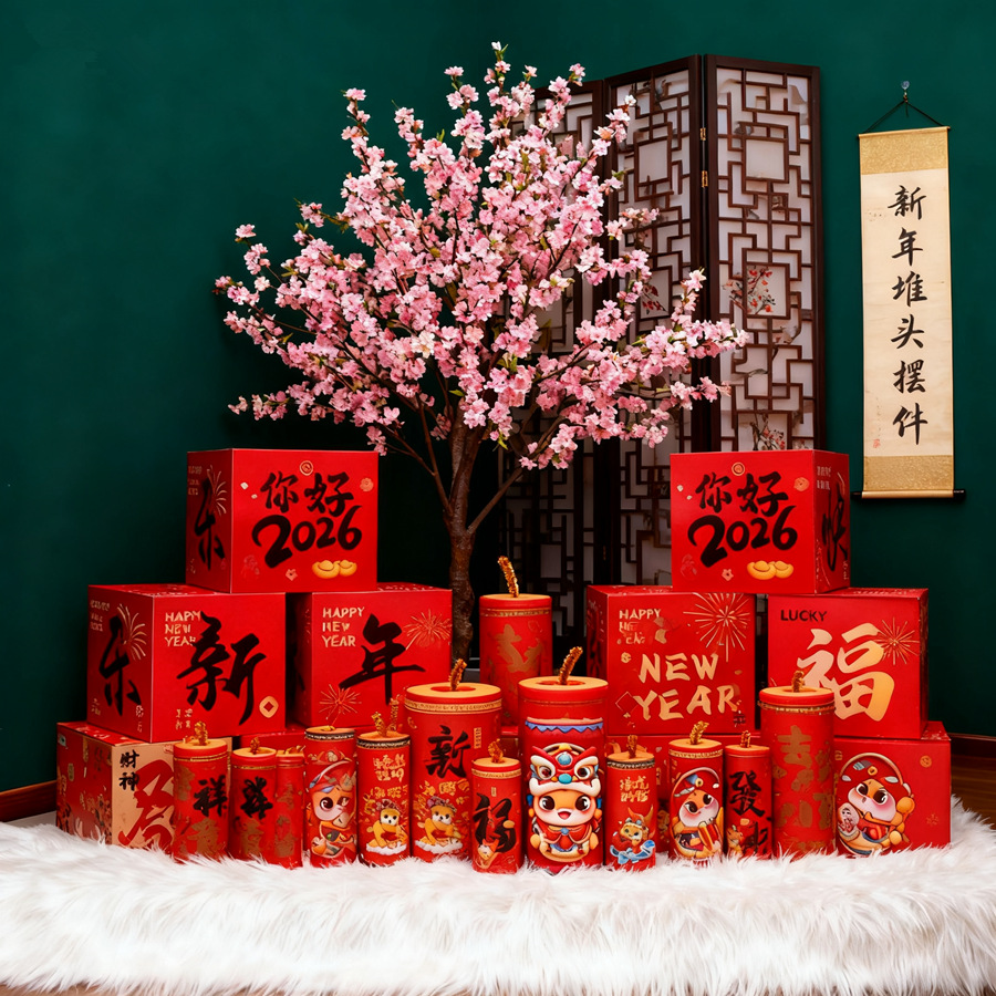 2026 New Year Paper Gift Box Decoration Set for Shopping Malls, Stores, Venue Layout, Spring Festival Atmosphere Props