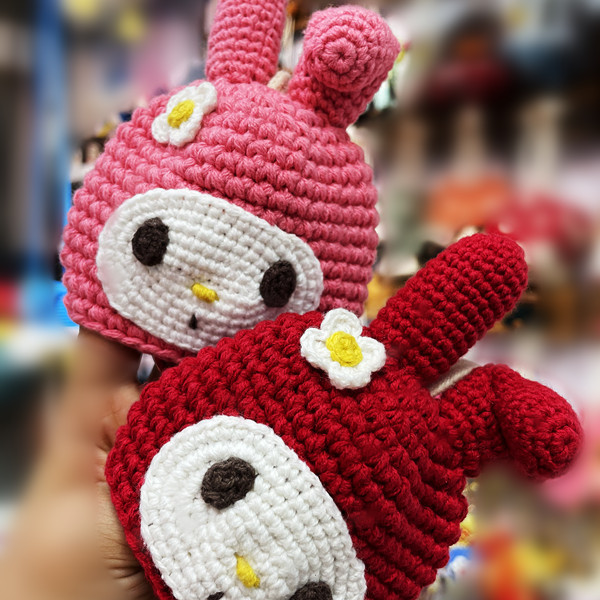 Sweet rabbit knitted key protective cover cute girl car key bag hand-woven finished products wholesale Sweet rabbit knitted key protective cover cute girl car key bag hand-woven finished products wholesale