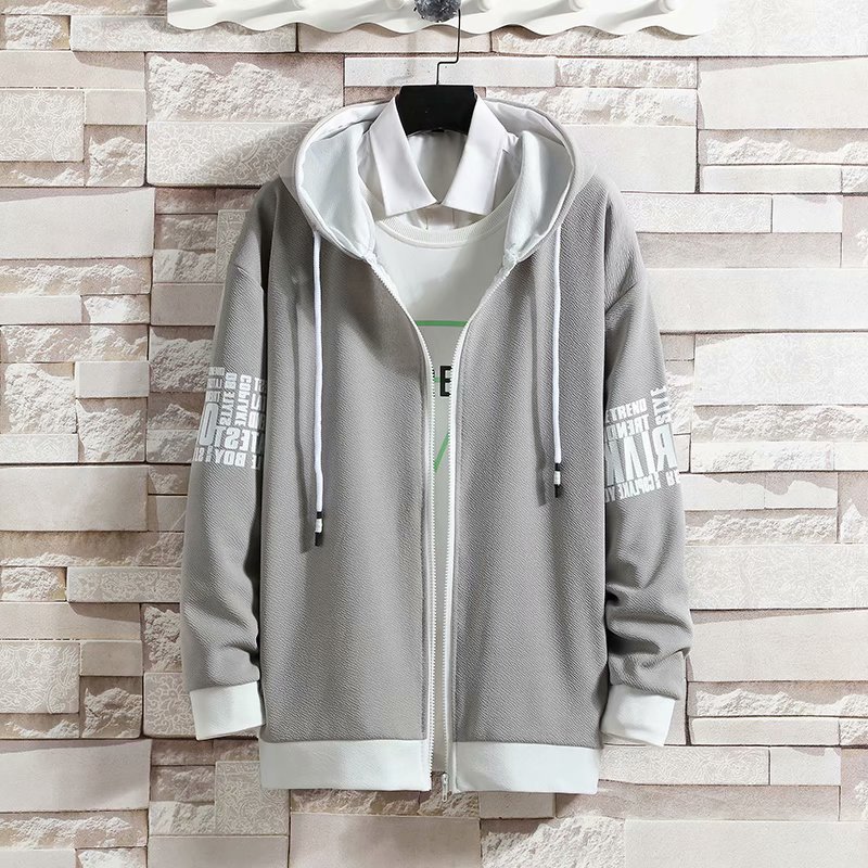 Hombres de manga corta de primavera y verano nueva ropa con capucha estilo coreano de moda SLIM-Fit cremallera abrigo chaqueta casual chaqueta de los hombres