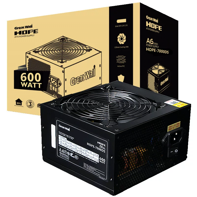 Компьютерная блок питания для настольного ПК HOPE-7000DS 600Вт, совместим с игровой офисной системой, питание для розетки