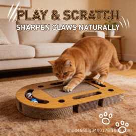 跨境木质猫抓板猫磨爪玩具宠物磨爪器逗猫棒转盘球宠物猫咪用品