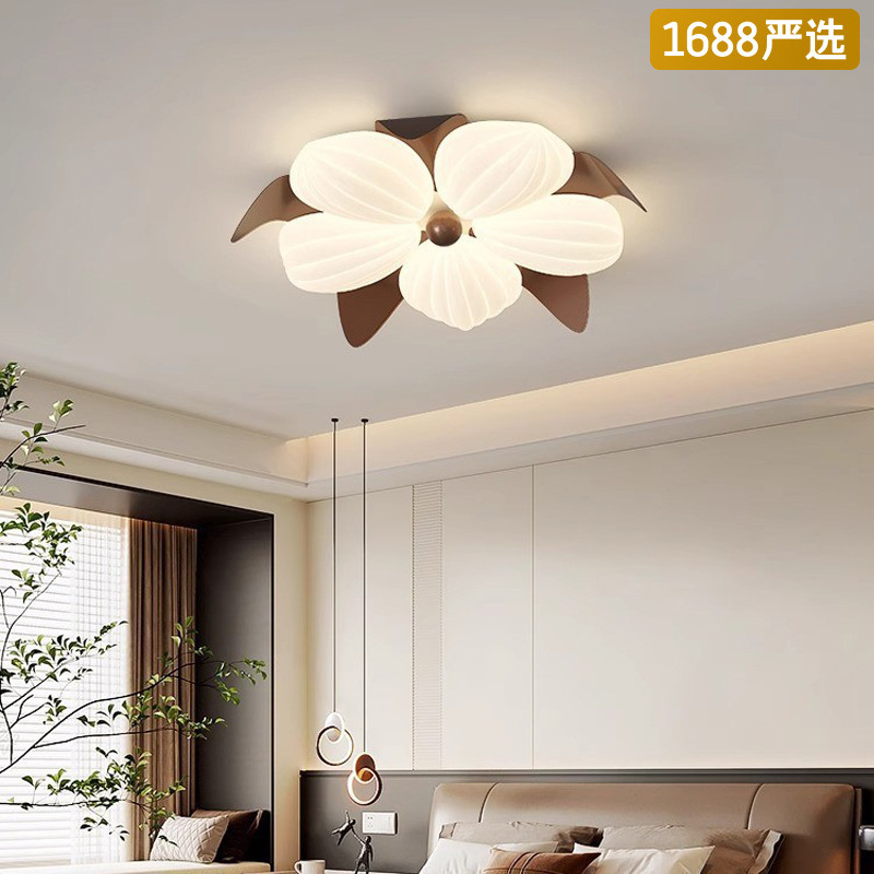 [Estrictamente seleccionado] Protección ocular de espectro completo, marrón, nueva lámpara de techo de estilo chino, habitación infantil de flores cálidas de estilo wabi-ji retro
