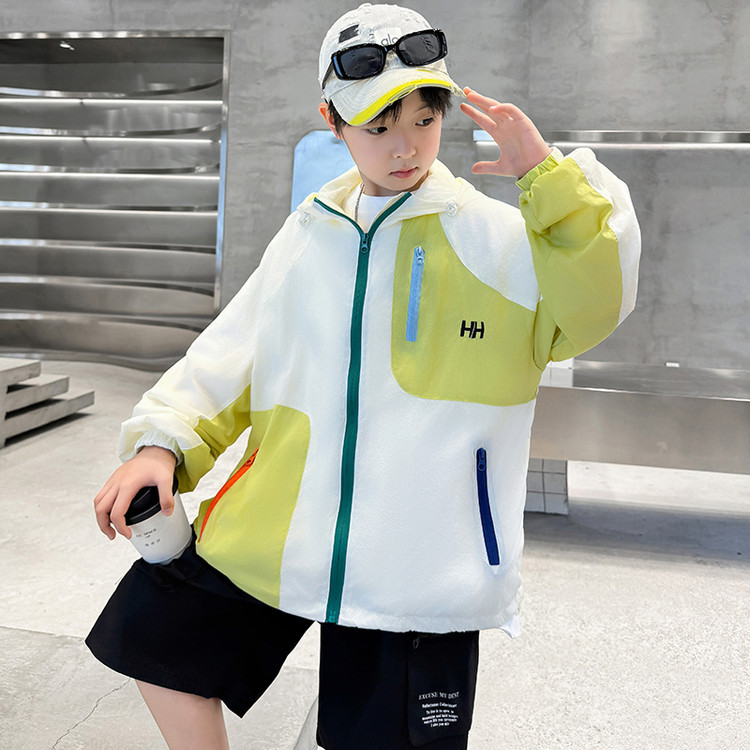 옐로우 폭발곰 & F809-레터 자수 컬러 매칭 자외선 차단복