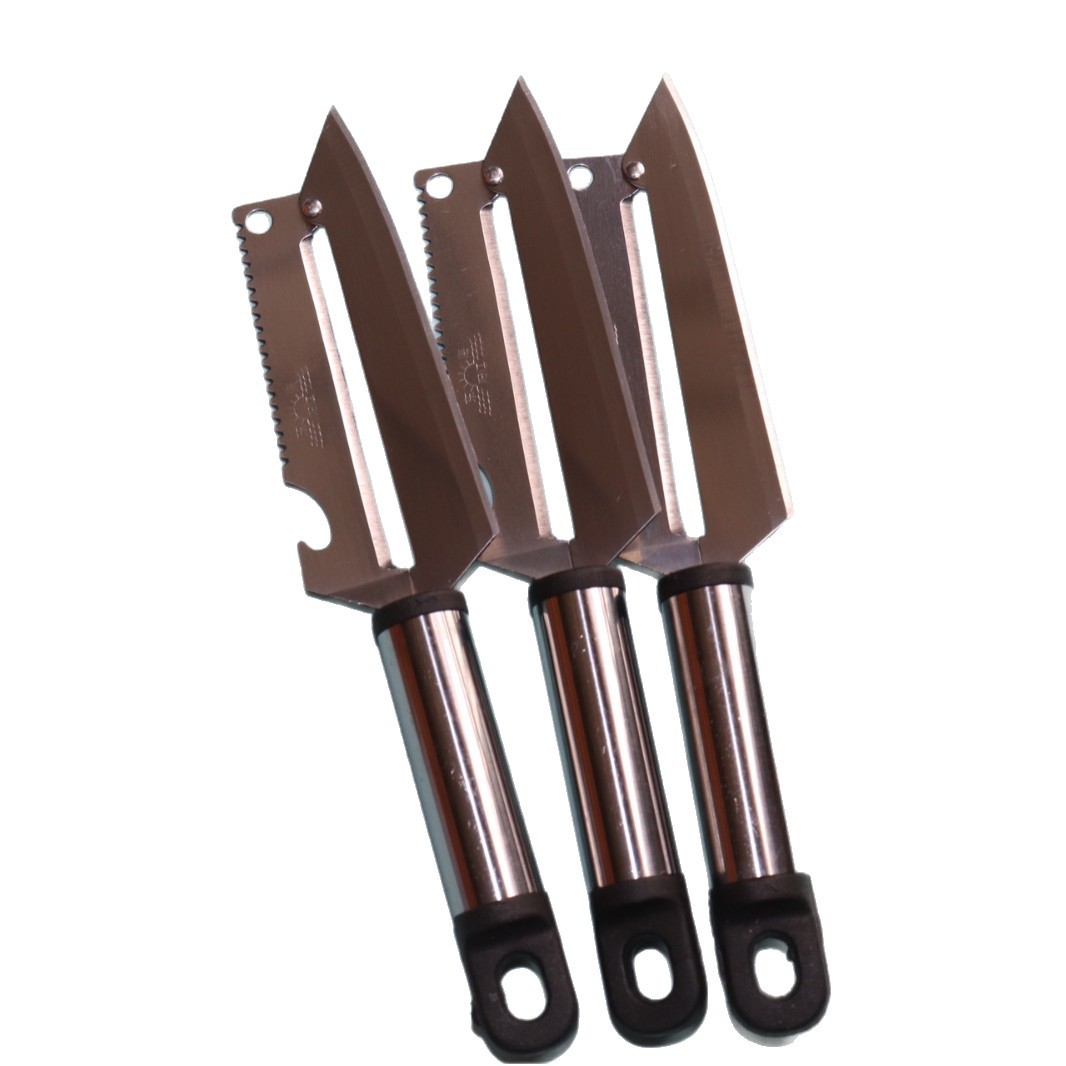 Cuchillo de acero inoxidable multipropósito para cortar frutas y verduras, tapa de botella abierta, herramienta de cocina multifuncional