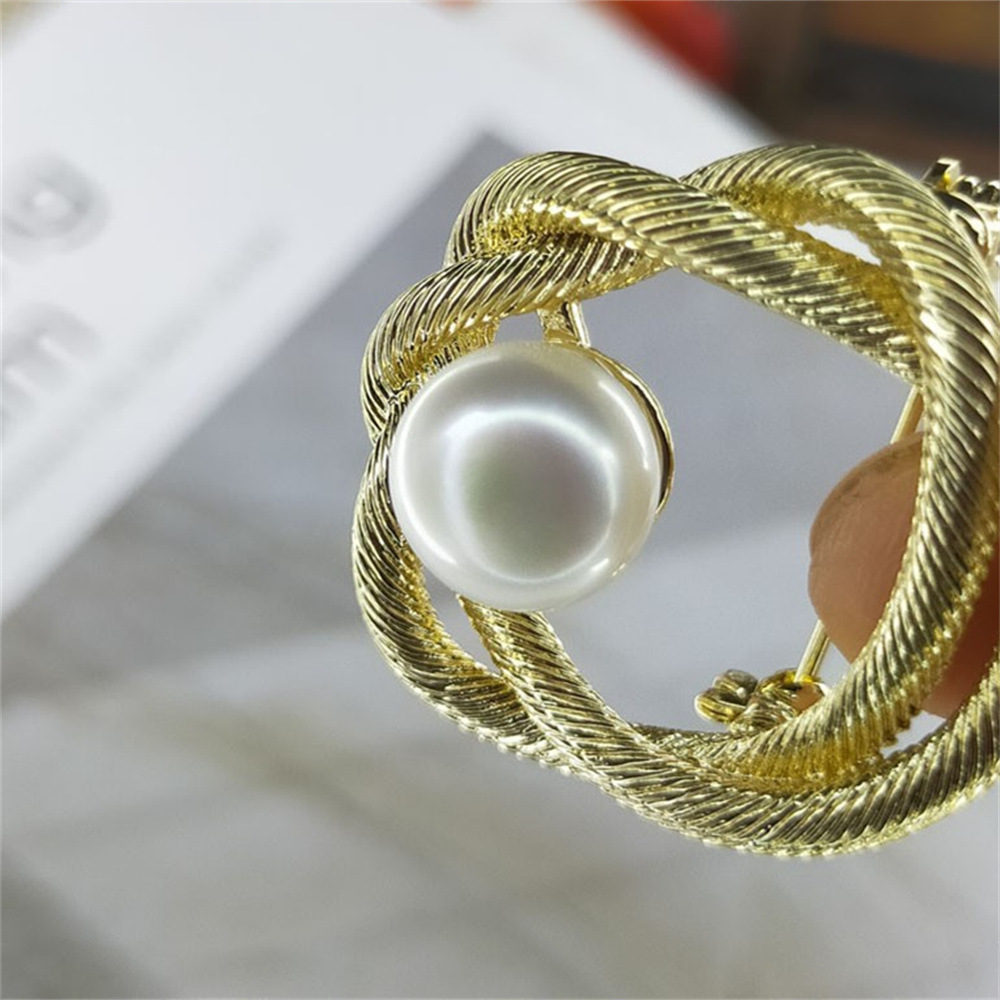 Elegante Brosche Mit Süßwasserperlen, Damen Anstecknadel Geknotet_voghion.com