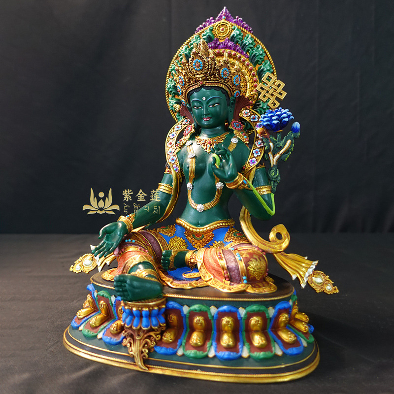 紫金蓮ネパールチベット工芸蔵伝密宗彩色画21度母純銅手彫り|undefined