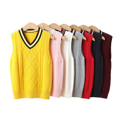 童裝春秋季校服兒童棉馬甲中大童學院風毛衣學生幼兒園毛背心班服