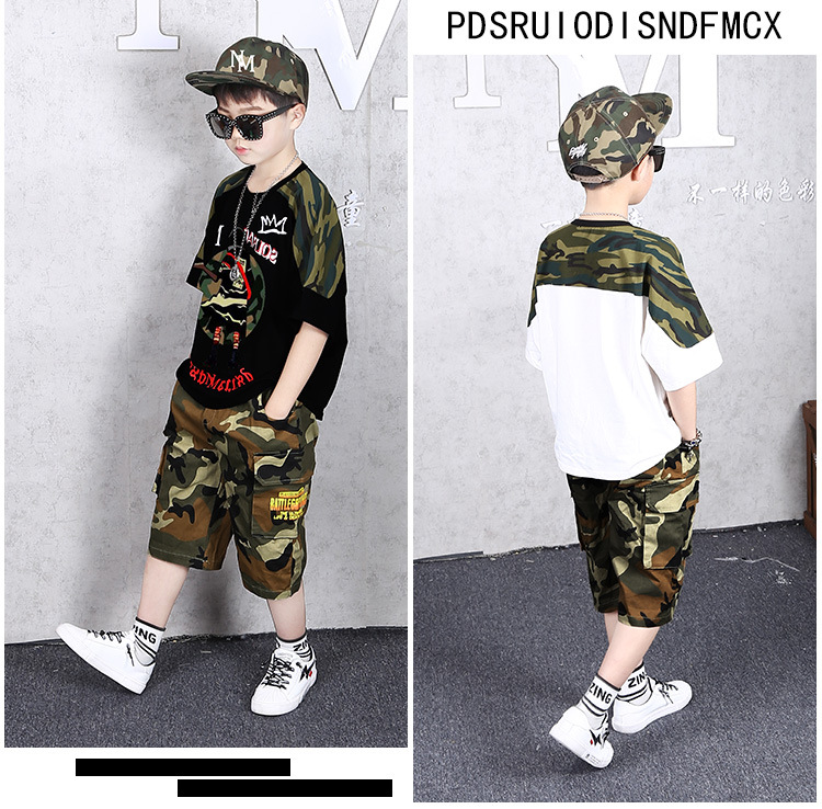 Tweedelige set 2023 Zomer Nieuwe Koreaanse editie Jongens Korte mouwen 8 jaar Middelgroot Grote jongen Trendy_voghion.com