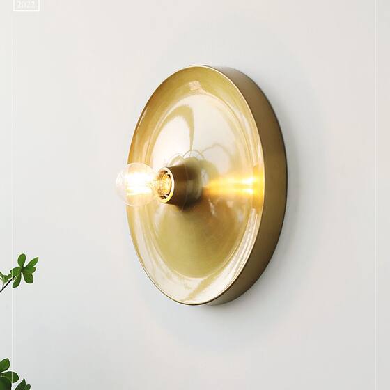 Italian medieval Bauhaus wall lamp metal silver corrugated UFO wall lamp living room background wall aisle corridor lamp