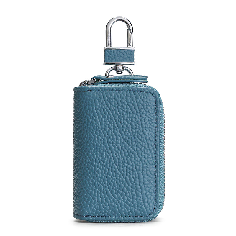 Universal coche clave caso multifuncional doble cremallera coche clave caso primera capa de cuero de vaca clave Funda de cuero retro cintura colgante