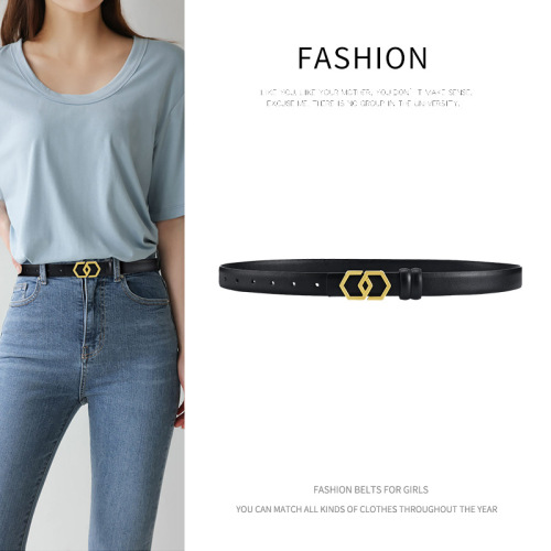Pure leather two-sided with belt for women, genuine leather matches skirt, western pants decoration, belt, fashionable and versatile, pants belt, office casual style