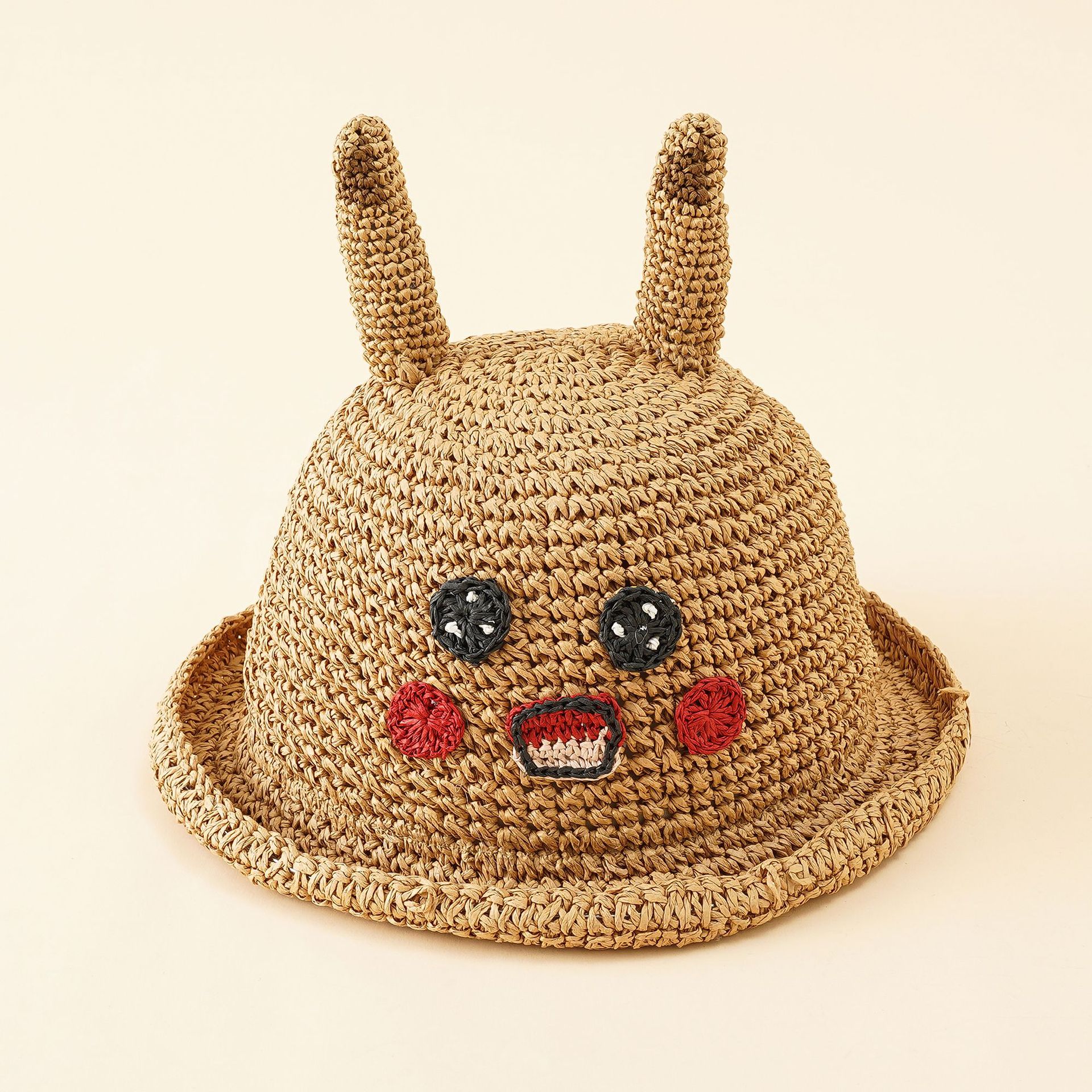 Nuevo estilo coreano moda infantil sombrero de paja verano niños y niñas bebé viaje sol-prueba dibujos animados onda borde playa sombrero