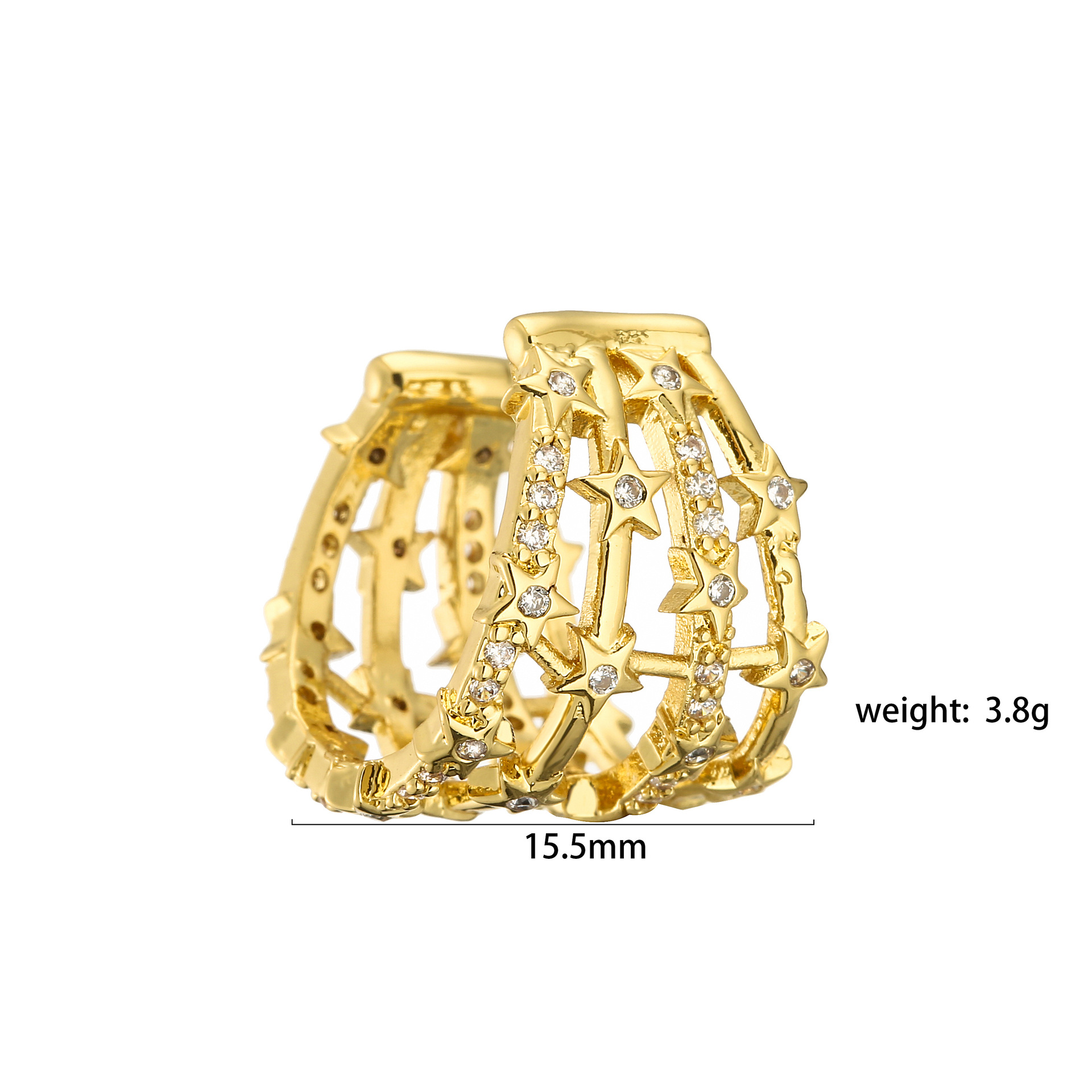 Round, Star Pattern Women'S Gender 1 Piece Retro Shiny Round Star Inlay Copper Artificial Pearls Zircon Ear Clips