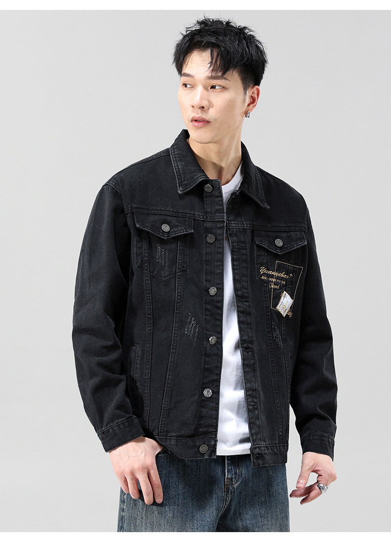 Men's Denim Jacket For Men Korean Style Trendy Workwear Spring_voghion.com