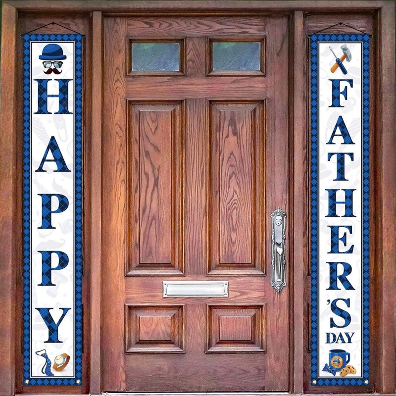 Cross-Border New Blue Calm Series Father's Day Decoration Front Door Banner Holiday Celebration Decoration Outdoor Hanging Flag Cloth