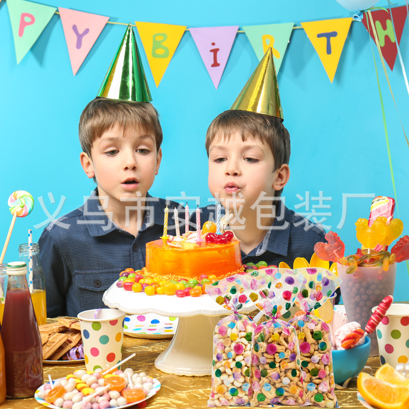 Transfronterizo nuevo en stock acuarela tema Polka Dot cumpleaños partyOPP caramelo regalo galleta bolsa de celofán