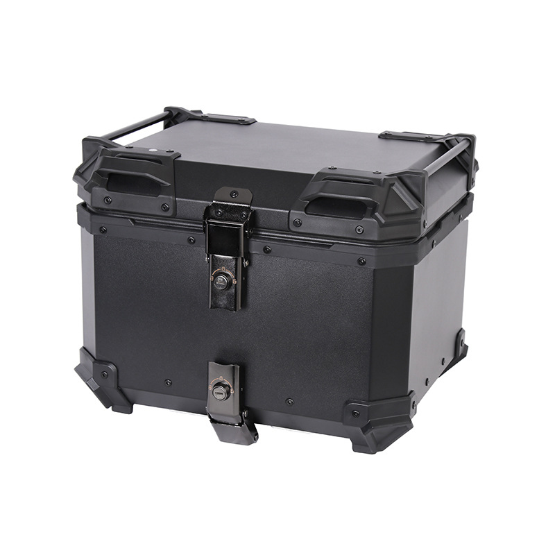 All Black Black Warrior Motorcycle Trunk Waterproof Quick Release Aluminum Alloy Tail Box 45L/55L/65L Storage Box