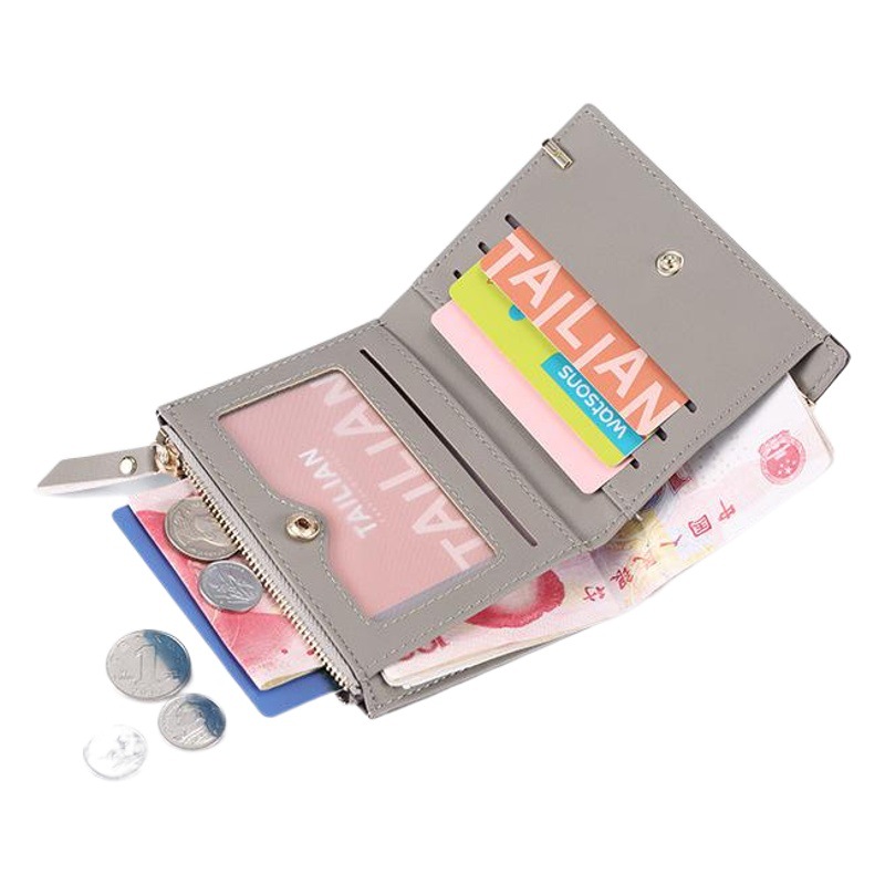 Monedero clásico de dos veces corto monedero de la moneda de las mujeres monedero de la cartera de la PU de las mujeres esmerilado Terian