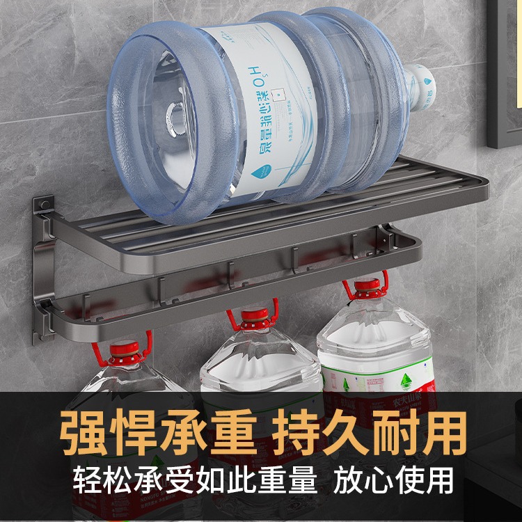 Toallero de aluminio espacio baño ponche libre Barra de toalla de almacenamiento estante de la toalla plegable baño colgante traje de hardware