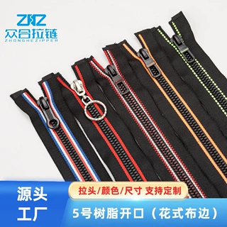 定制新款5号树脂拉链特殊花式布带点漆拉头衣服服装辅料工厂批发